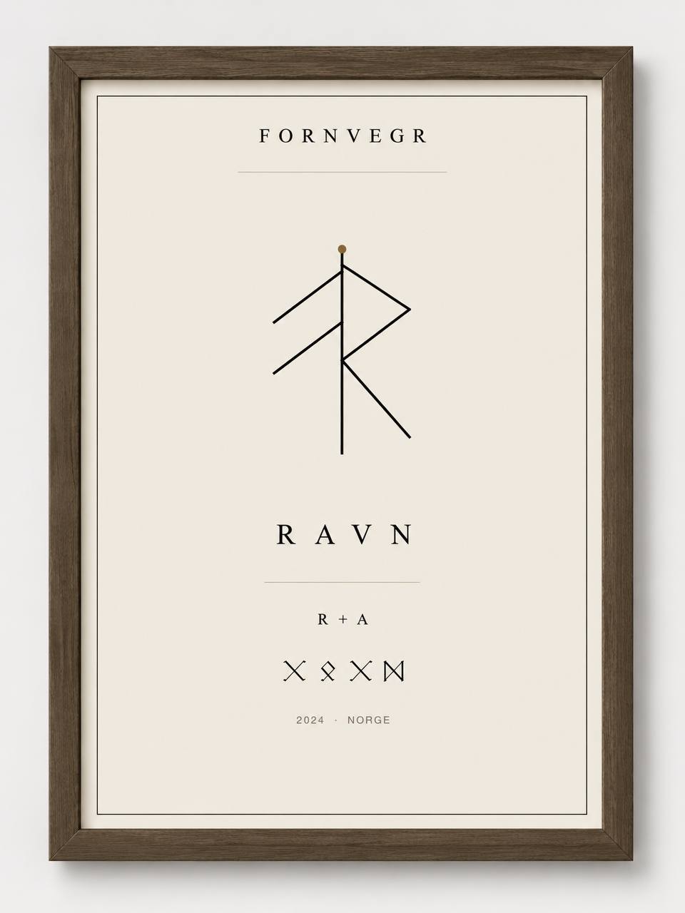 Norse Monogram in dark wood frame