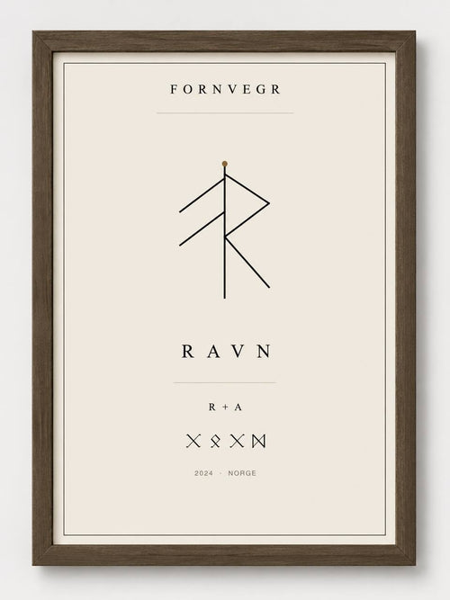 Norse Monogram in dark wood frame