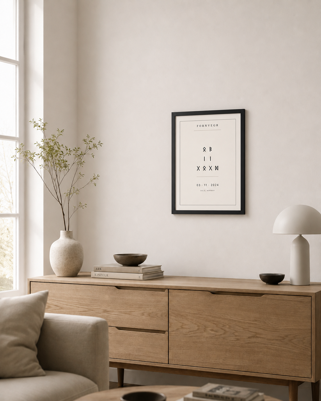 Runic birth marker nursery wall art mockup