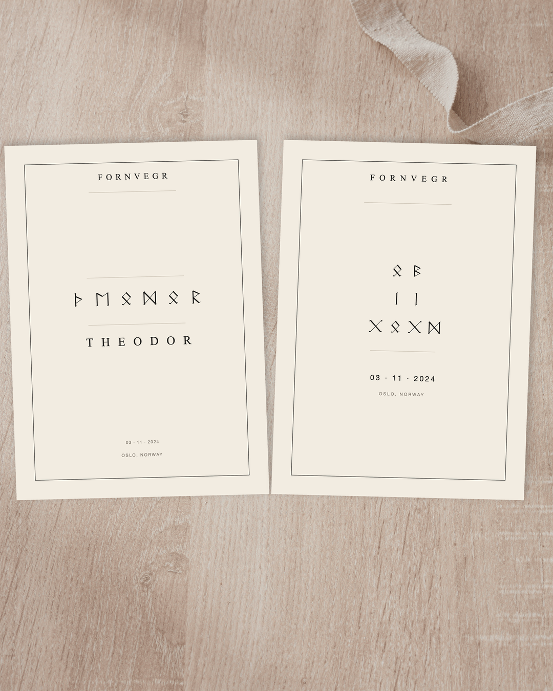 Personalized Name Print and Birth Marker Gift Set - unframed A4 pair