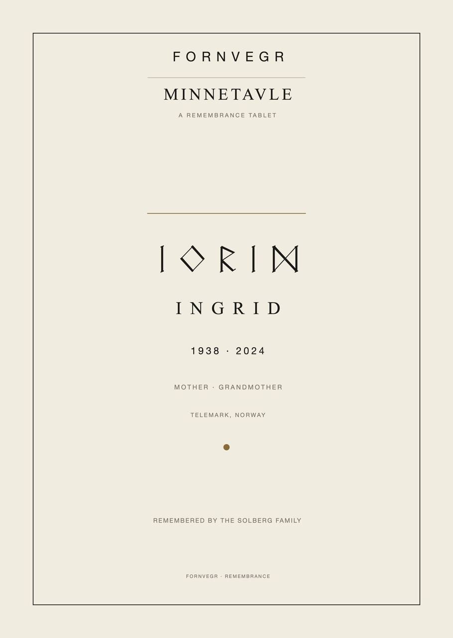 Minnetavle personalized Nordic remembrance print, unframed artwork detail